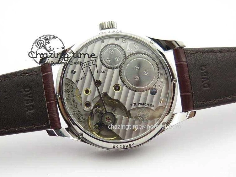 MIROTIME 0122 Sustainable Portuguese IW5444 SS White Dial RG Numbers On Brown Leather Strap A 7256